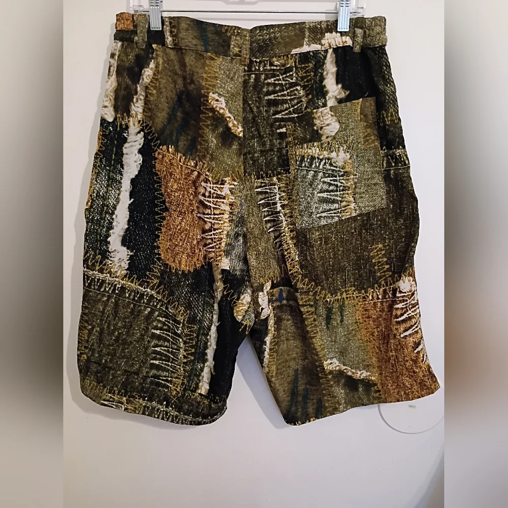 VTG‎ Stardom Men's Patchwork Baggy Suit in Green and Brown Sz L